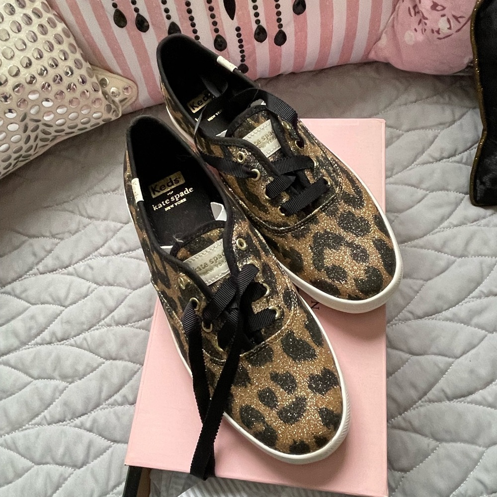 NEW Keds X Kate Spade New York Champion Glitter Leopard runners